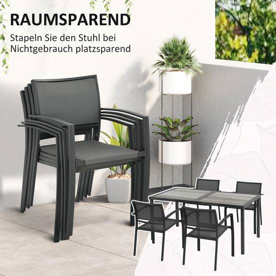 Salon de jardin aciers gris 150 x 87 x 72 cm - PANGIVO - Image 6