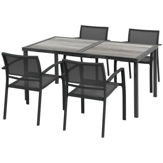 Salon de jardin aciers gris 150 x 87 x 72 cm - PANGIVO - Image 2