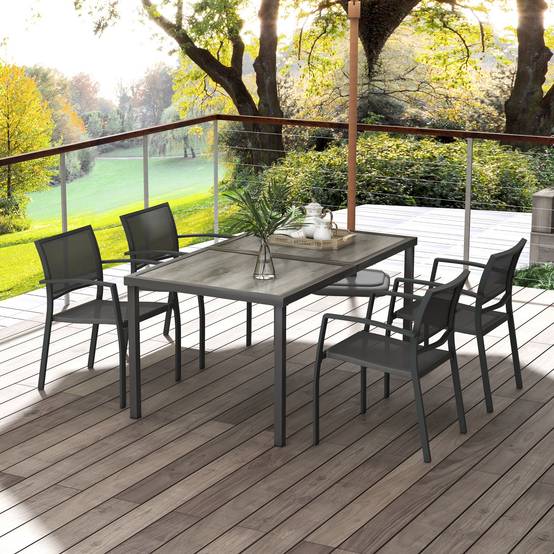 Salon de jardin aciers gris 150 x 87 x 72 cm - PANGIVO - Image 4