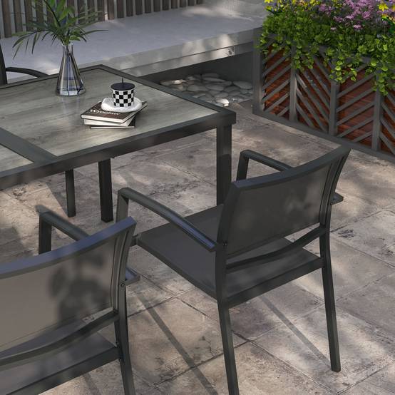 Salon de jardin aciers gris 150 x 87 x 72 cm - PANGIVO - Image 9