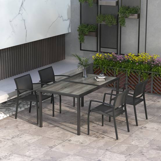 Salon de jardin aciers gris 150 x 87 x 72 cm - PANGIVO - Image 3