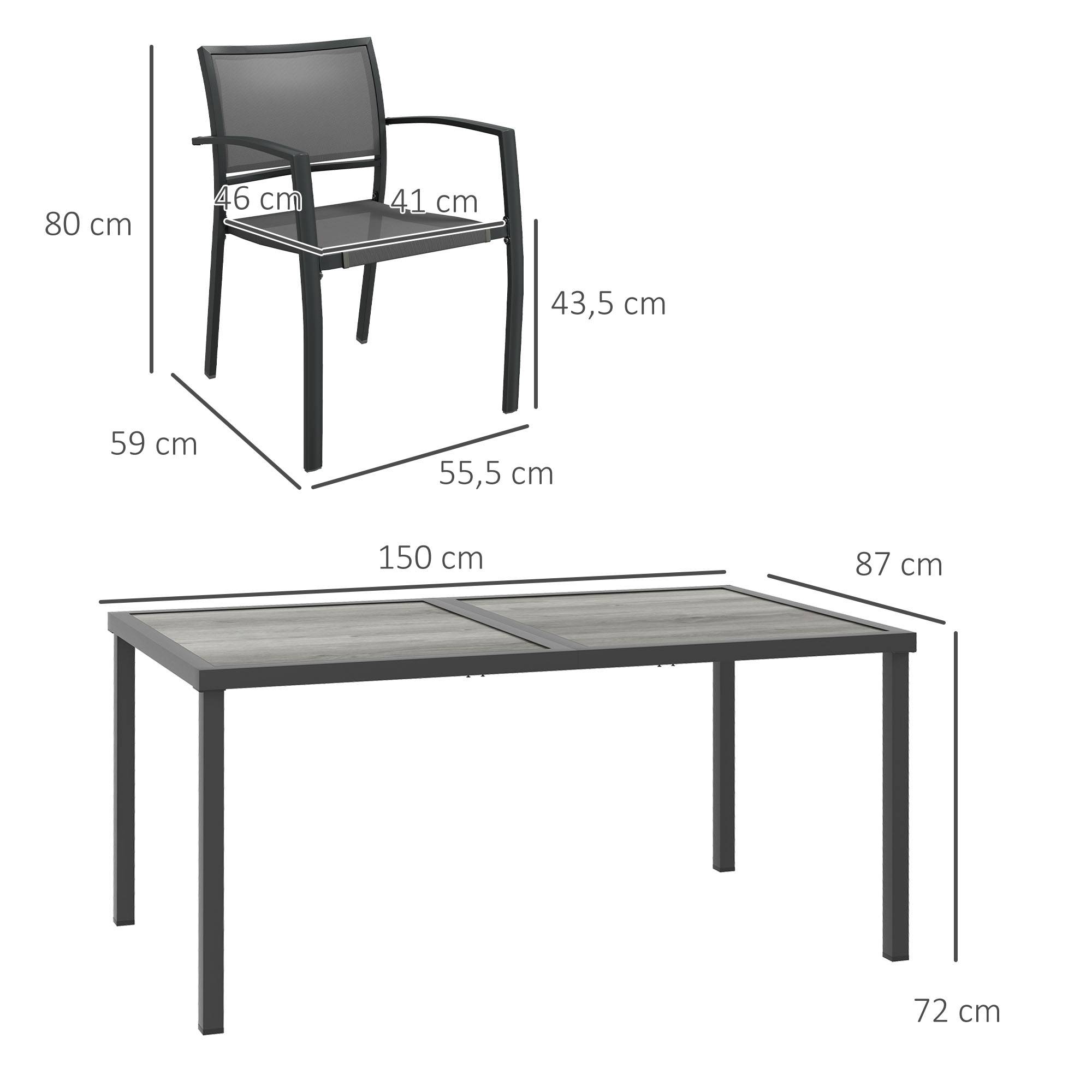 Salon de jardin aciers gris 150 x 87 x 72 cm - PANGIVO - Image 5