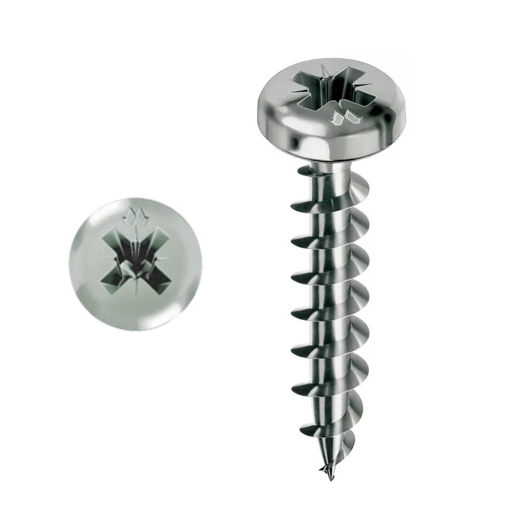 Vis MUSTAD Panelvit Chromiting - Tête cylindrique - PZ2 - Filetage total - Ø4x40mm - Boite de 500 - PVACZC400400C8C - Image 1