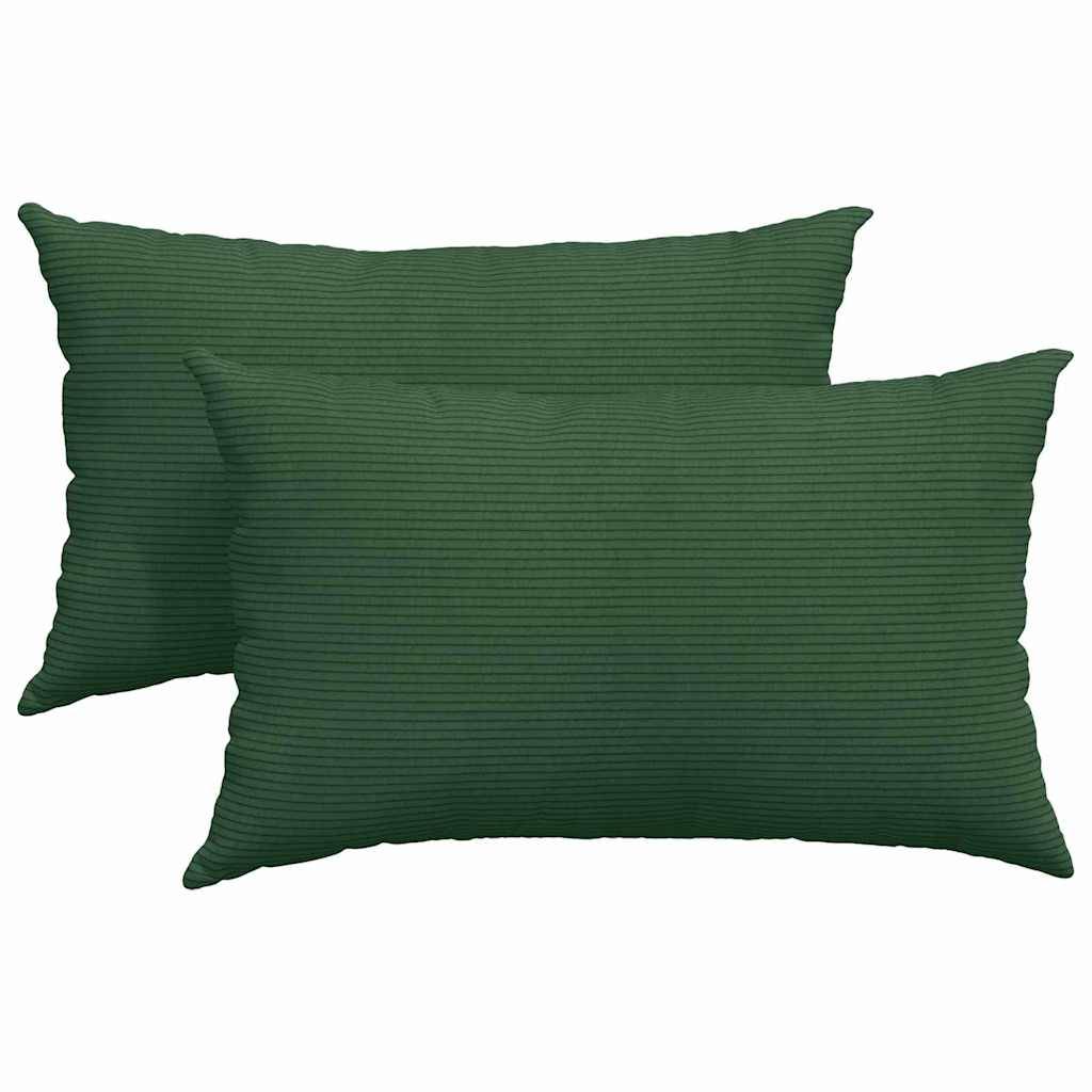 ComfortXL - Paire de Coussins en Velours Côtelé Design Moderne Housses Lavables pour Salon Vert Foncé 50x30 cm – ComfortXL Outdoor Living - Image 2
