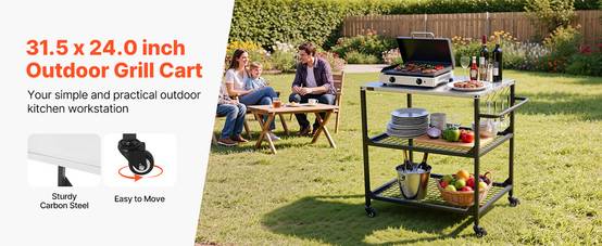 Vevor - VEVOR Desserte de Jardin Chariot de Barbecue pour Plancha 80x61 cm Pique-niques - Image 8