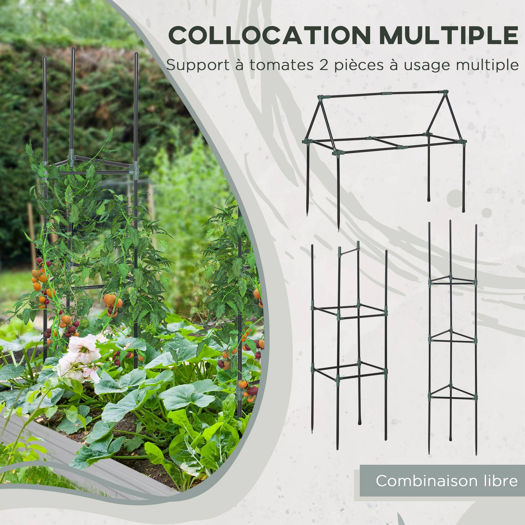Sans Marque - Carré potager jardinière rectangulaire en métal avec tuteurs pour tomates et plantes grimpantes 180 x 90 x 29,5 cm - Image 8