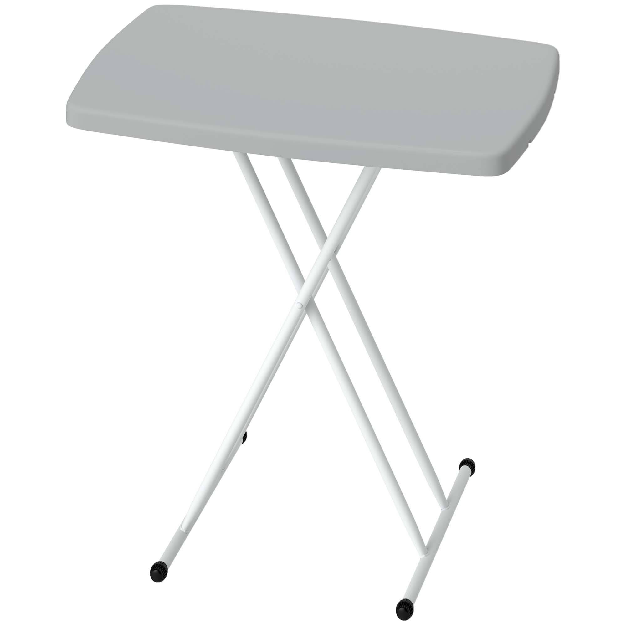 Sans Marque - Table d'appoint pliable en HDPE table pliante hauteur réglable sur 6 niveaux pour patios jardins 76 x 50 x 74 cm gris - Image 2