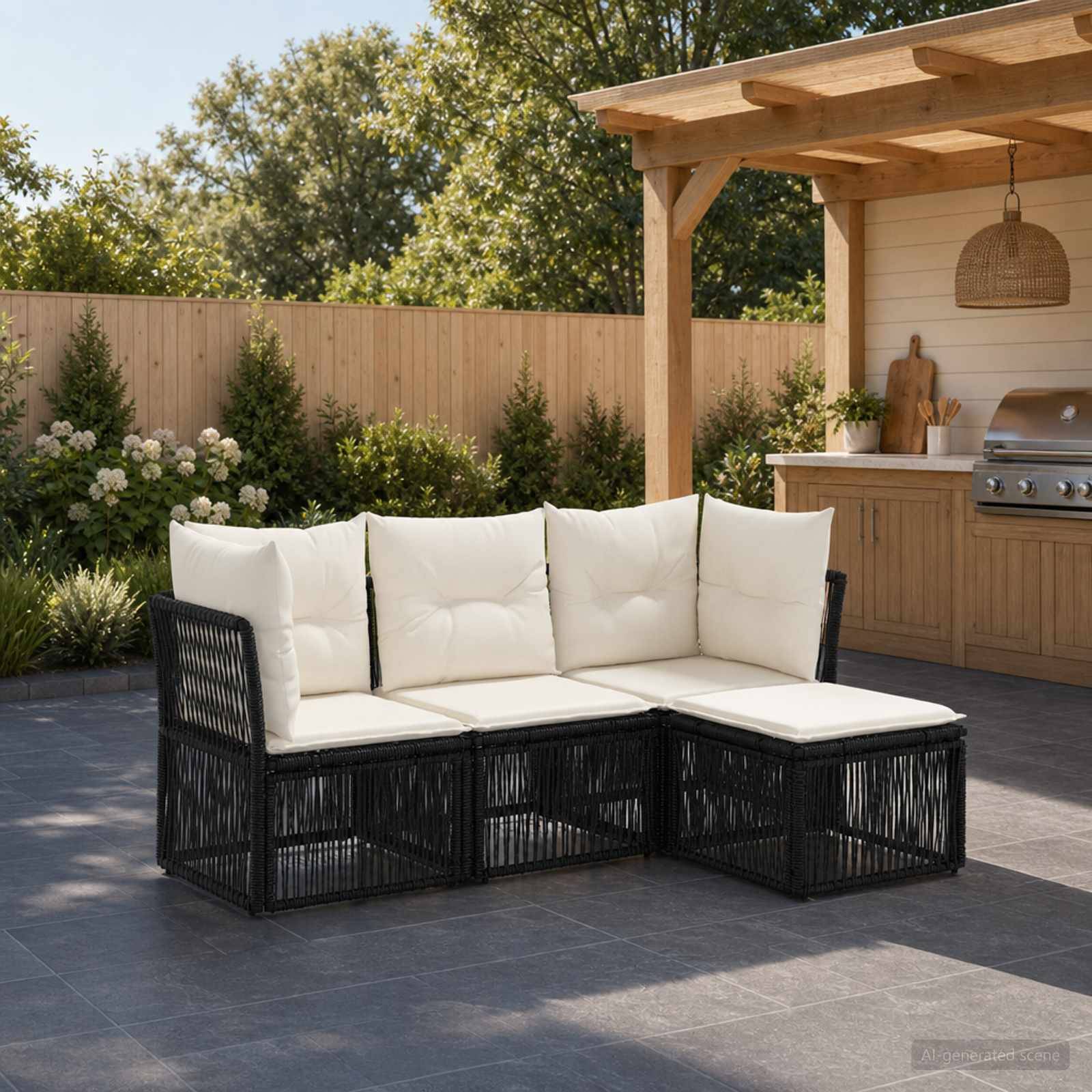 Vidaxl - Ensemble de canapé de jardin 4 pcs-Salons de jardin 4 place Noir polyrotin 372125 - Image 1