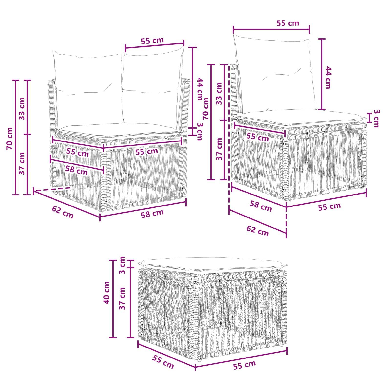 Vidaxl - Ensemble de canapé de jardin 4 pcs-Salons de jardin 4 place Noir polyrotin 372125 - Image 8