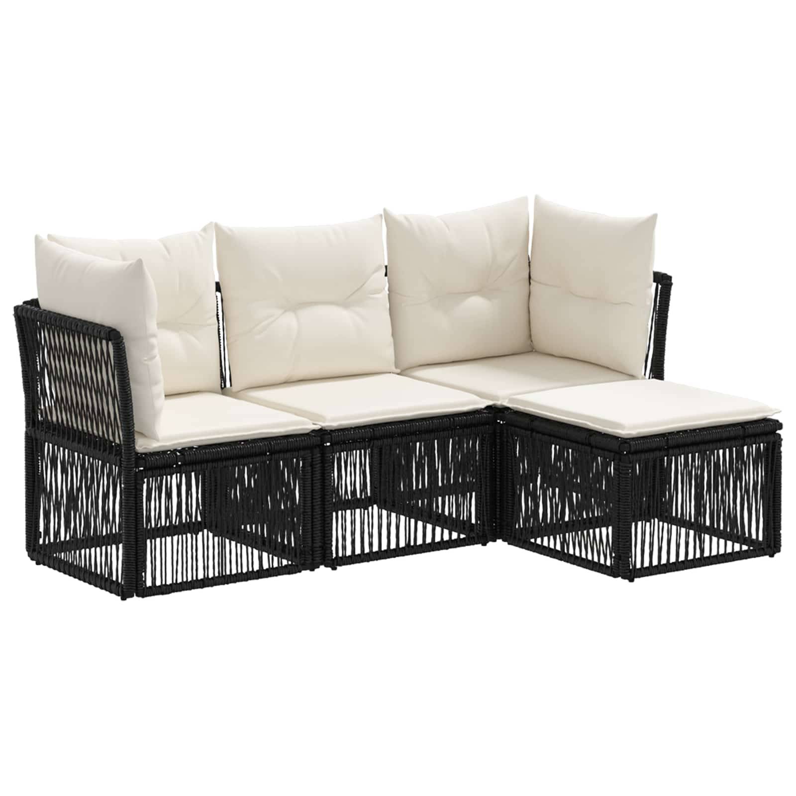 Vidaxl - Ensemble de canapé de jardin 4 pcs-Salons de jardin 4 place Noir polyrotin 372125 - Image 2