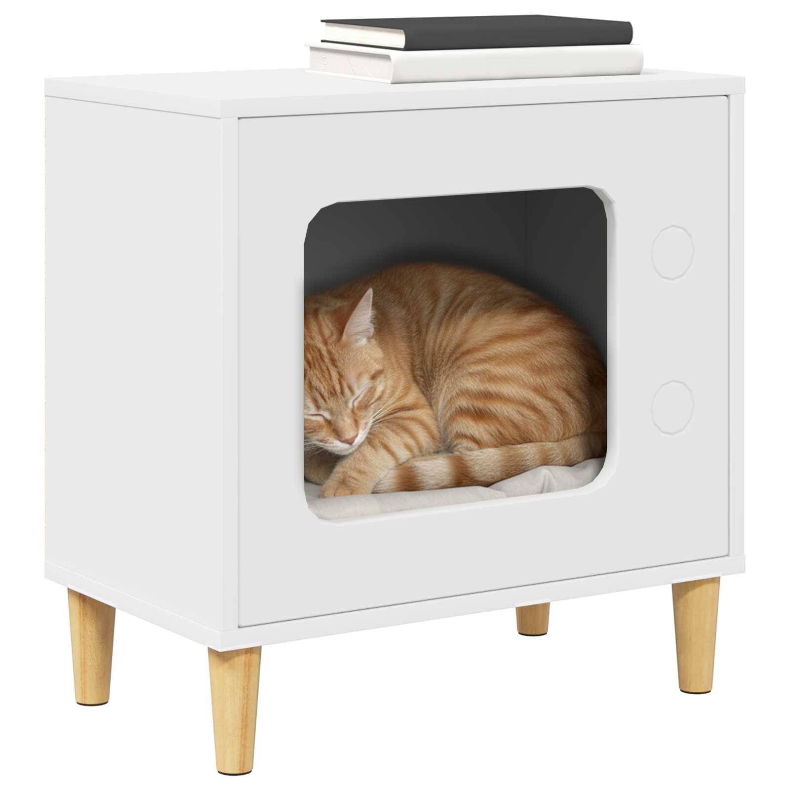 Vidaxl - Maison pour chat Blanc 51 x 30 x 52 cm Bois d'ingénierie vidaXL 8000653 - Image 4