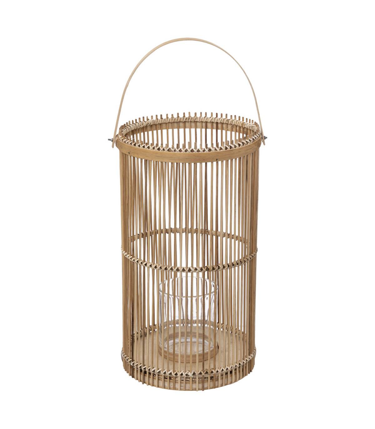 Lot de 2 Lanternes Photophore en Bambou Bougeoirs en Verre - Image 3