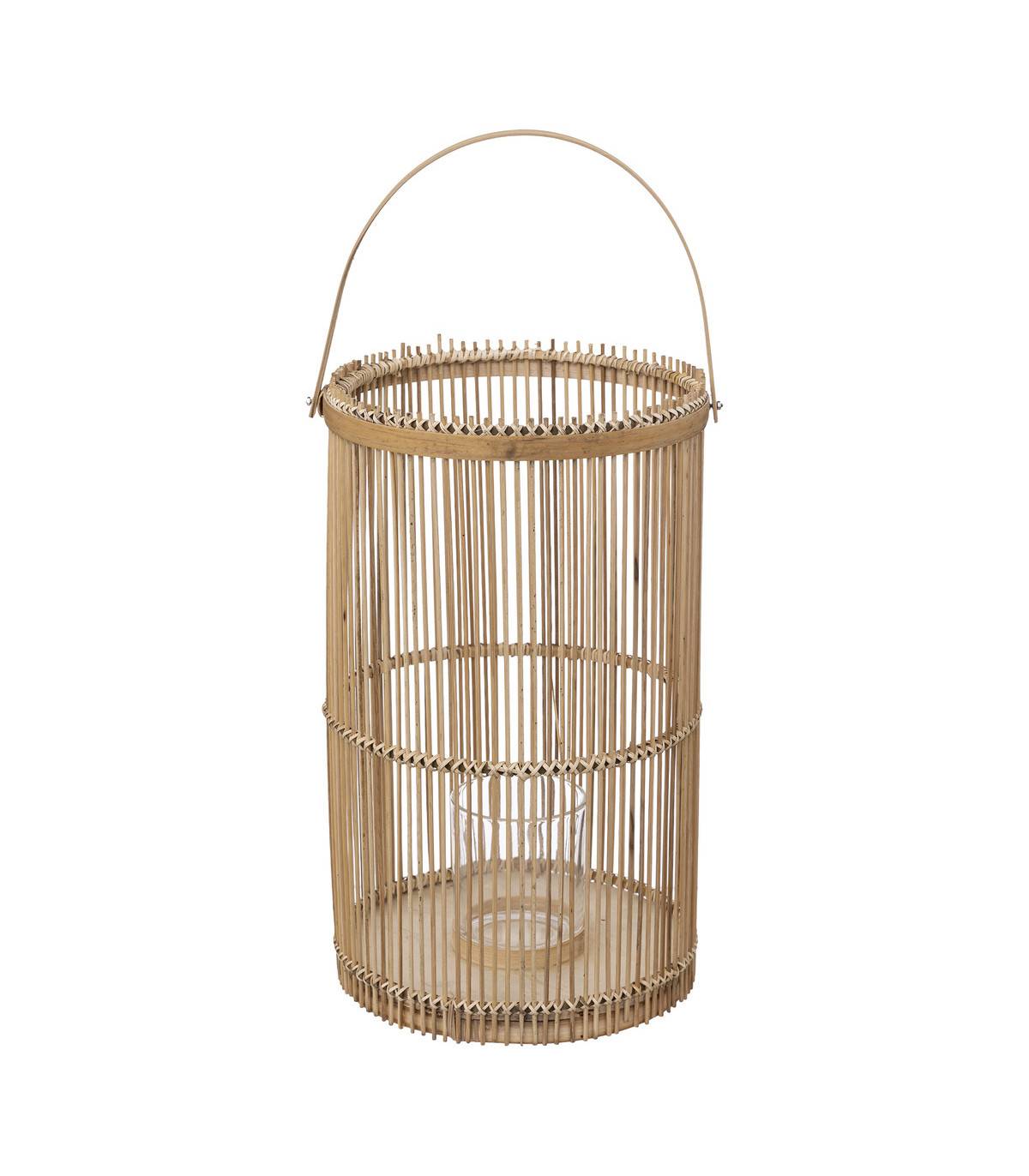 Lot de 2 Lanternes Photophore en Bambou Bougeoirs en Verre - Image 2
