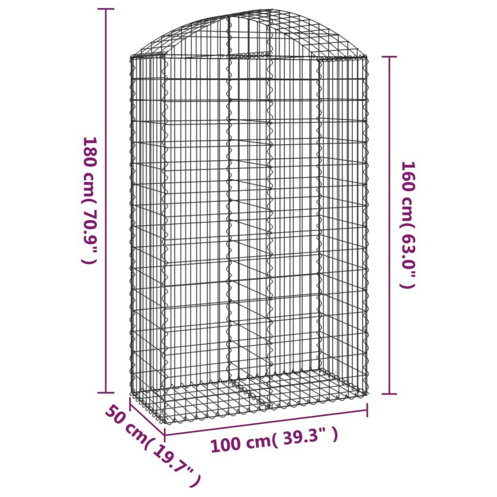 Vidaxl - Panier de gabions arqué 100x50x160/180 cm Fer galvanisé vidaXL 153438 - Image 3