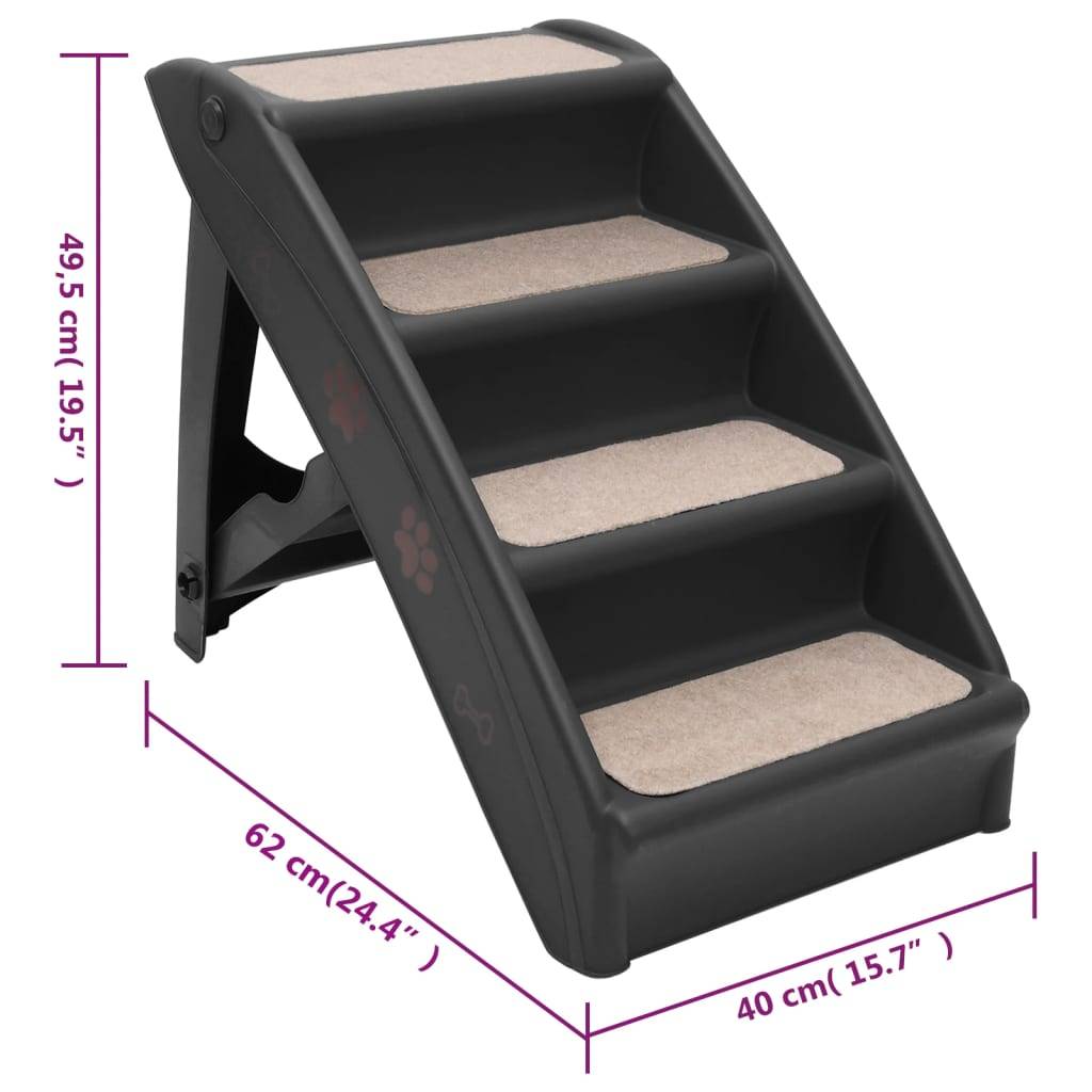 Vidaxl - Escaliers pliables pour chiens Noir 62x40x49,5 cm vidaXL 170985 - Image 3