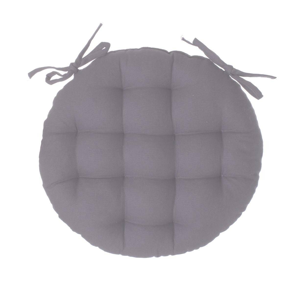 Lot de 2 Galettes de chaise en Coton Gris D 38 cm - Image 3
