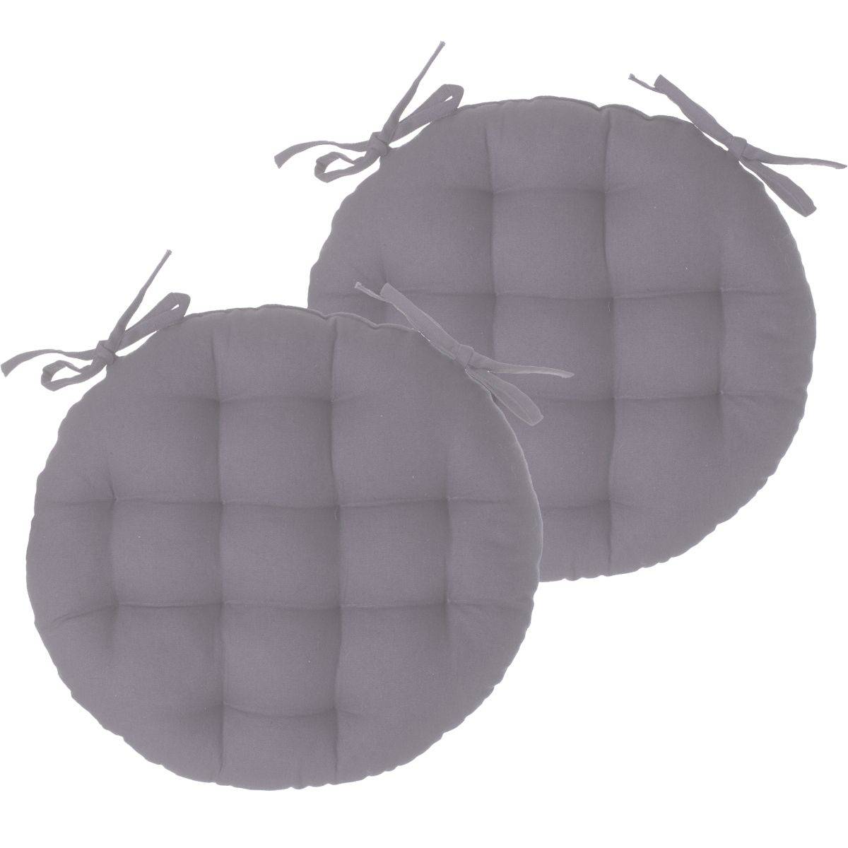 Lot de 2 Galettes de chaise en Coton Gris D 38 cm - Image 1