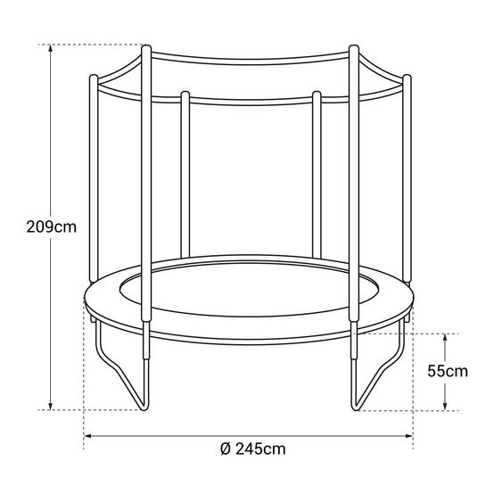 Pack Premium Trampoline 245cm réversible vert / bleu CANBERRA + filet, échelle, bâche et kit d'ancrage - HAPPY GARDEN - Image 4