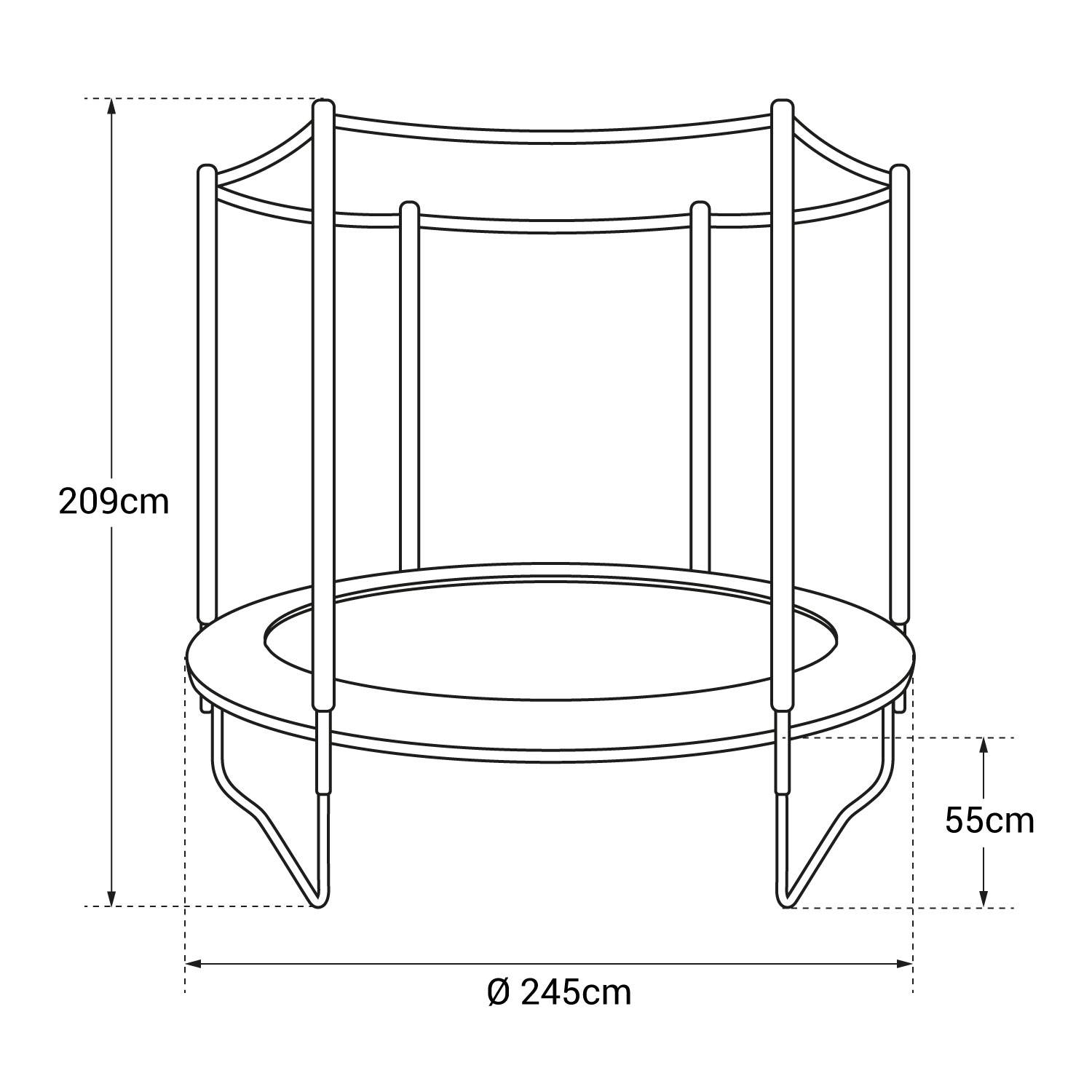 Pack Premium Trampoline 245cm réversible vert / bleu CANBERRA + filet, échelle, bâche et kit d'ancrage - HAPPY GARDEN - Image 4
