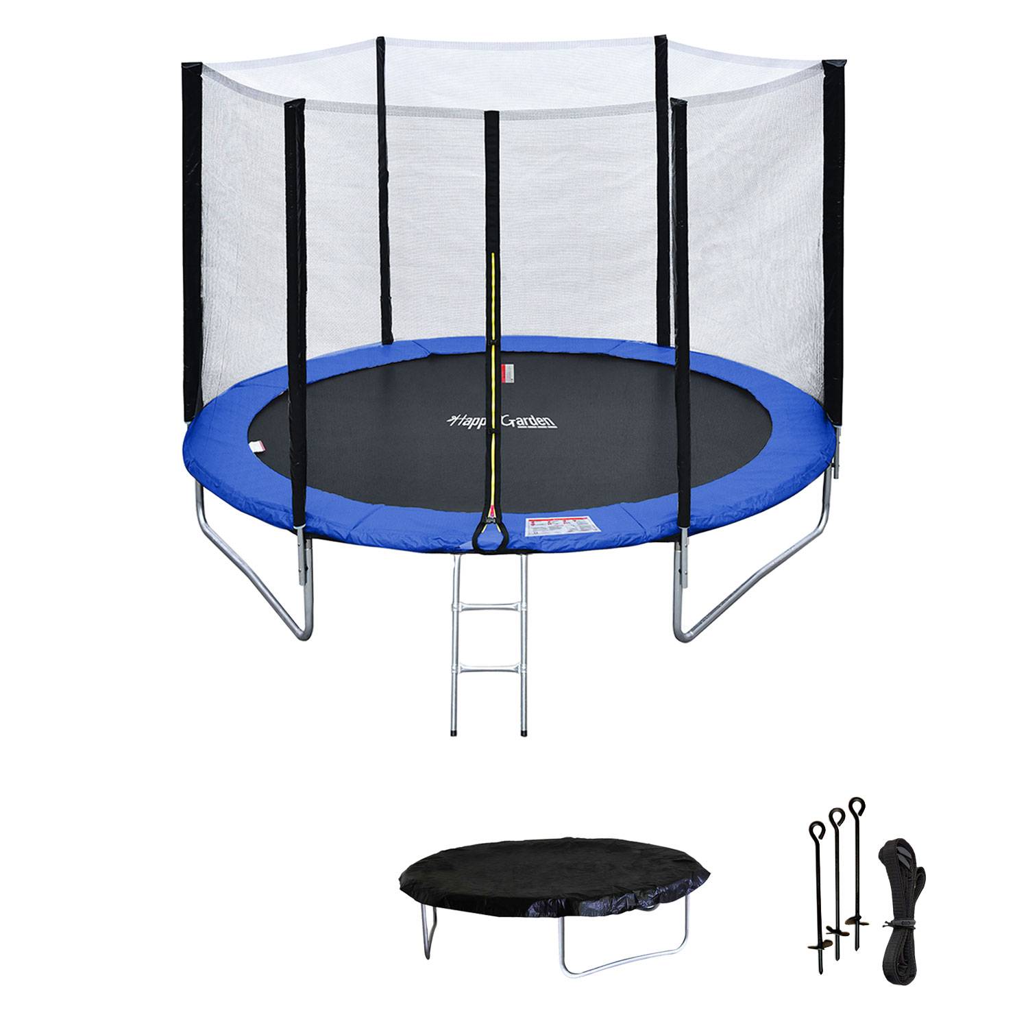 Pack Premium Trampoline 245cm réversible vert / bleu CANBERRA + filet, échelle, bâche et kit d'ancrage - HAPPY GARDEN - Image 2