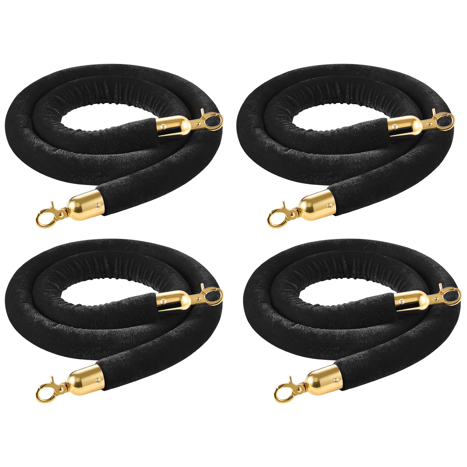 Vevor - VEVOR Cordon pour Poteau de Guidage en Velours Noir 4PCs 1,5 m Crochets Dorés - Image 1