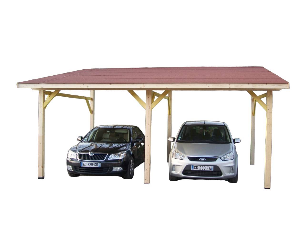Habrita - Carport mono-pente DOUBLE / couverture bardeau bitumé Habrita - Image 1