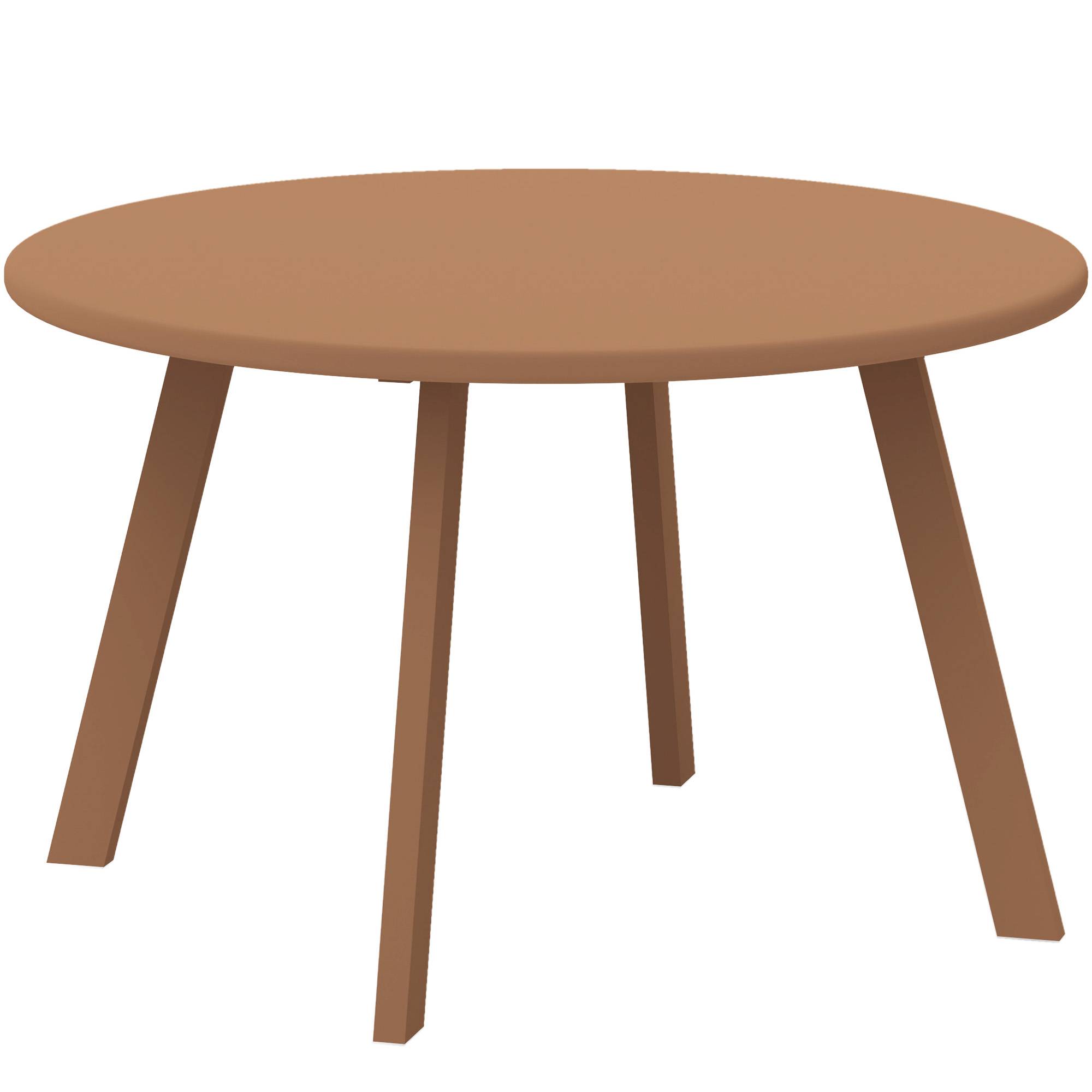 Petite table basse ronde, table d'appoint avec patins antidérapants, cadre en métal, pour jardin, Ø 70 x 42 cm, orange - Image 2