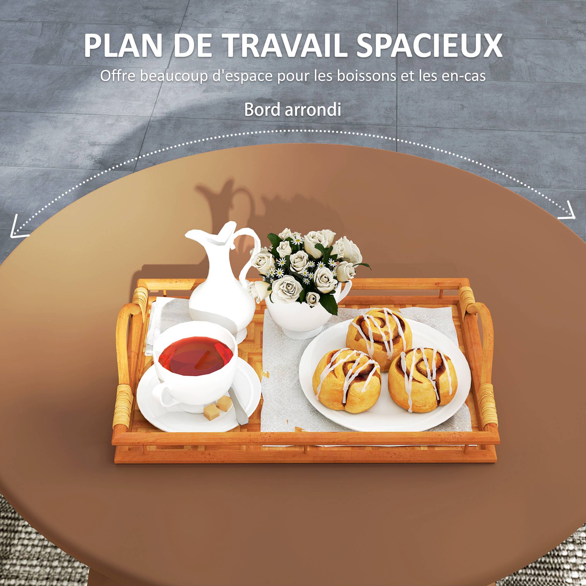 Petite table basse ronde, table d'appoint avec patins antidérapants, cadre en métal, pour jardin, Ø 70 x 42 cm, orange - Image 6