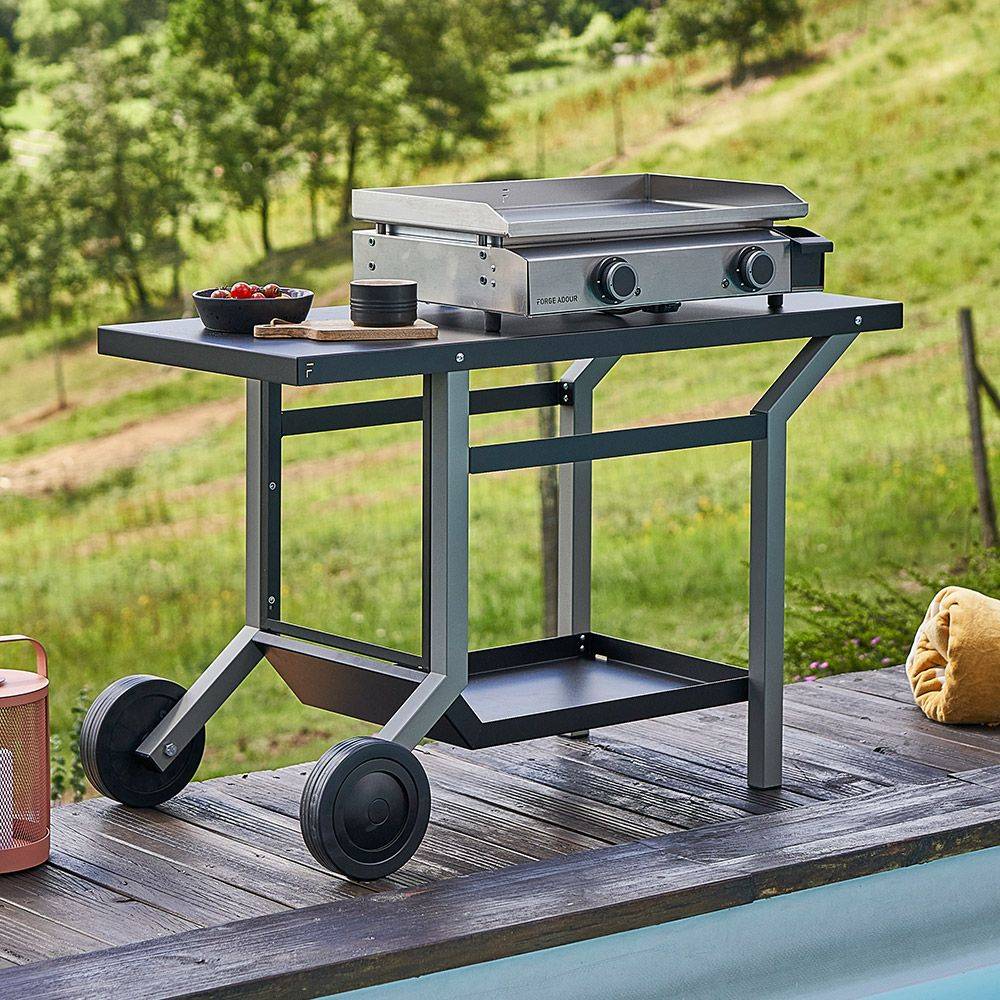Forge Adour - Table roulante pour plancha - Noir et gris clair - Image 2