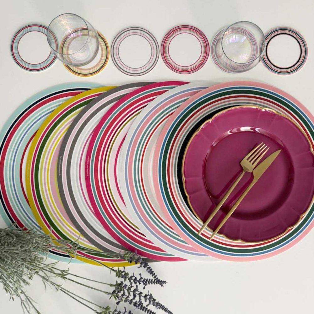Ensemble sets de table en vinyle 38 cm et dessous de verre Alba Lot de 4 sets de table et de 6 dessous de verre motifs assortis - Image 2