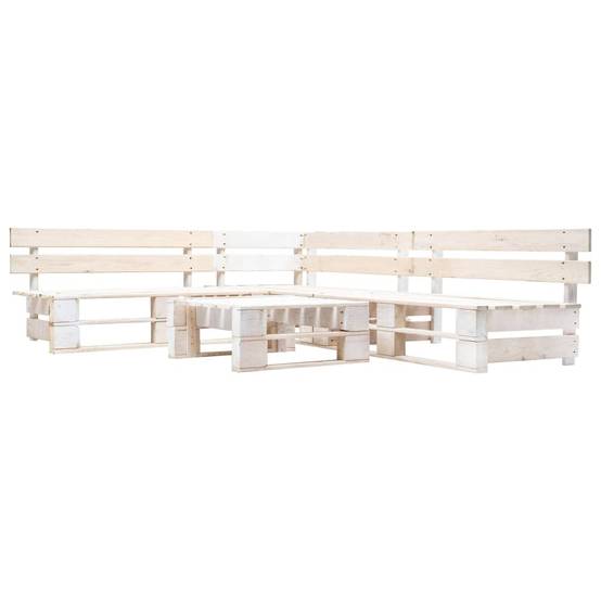 Salon de jardin palette 4 pcs | Mobilier d'extérieur Bois Blanc Maison Chic - Image 2