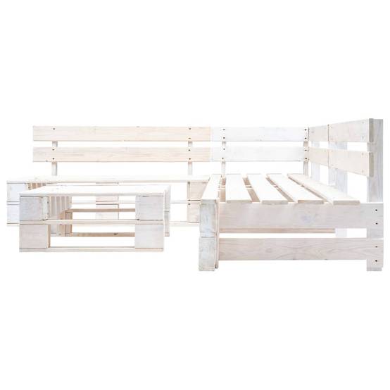 Salon de jardin palette 4 pcs | Mobilier d'extérieur Bois Blanc Maison Chic - Image 1