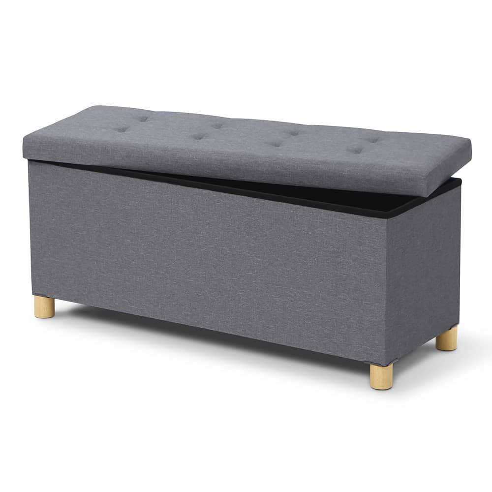 Banc coffre capitonné 76 cm Gris - Image 3