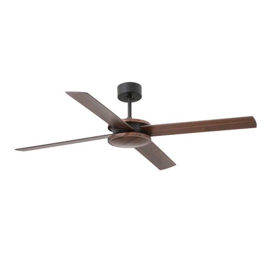 Ventilateur plafond acier noirmarron pales bois moteur DC telecommande 6 vitesses - Image 2