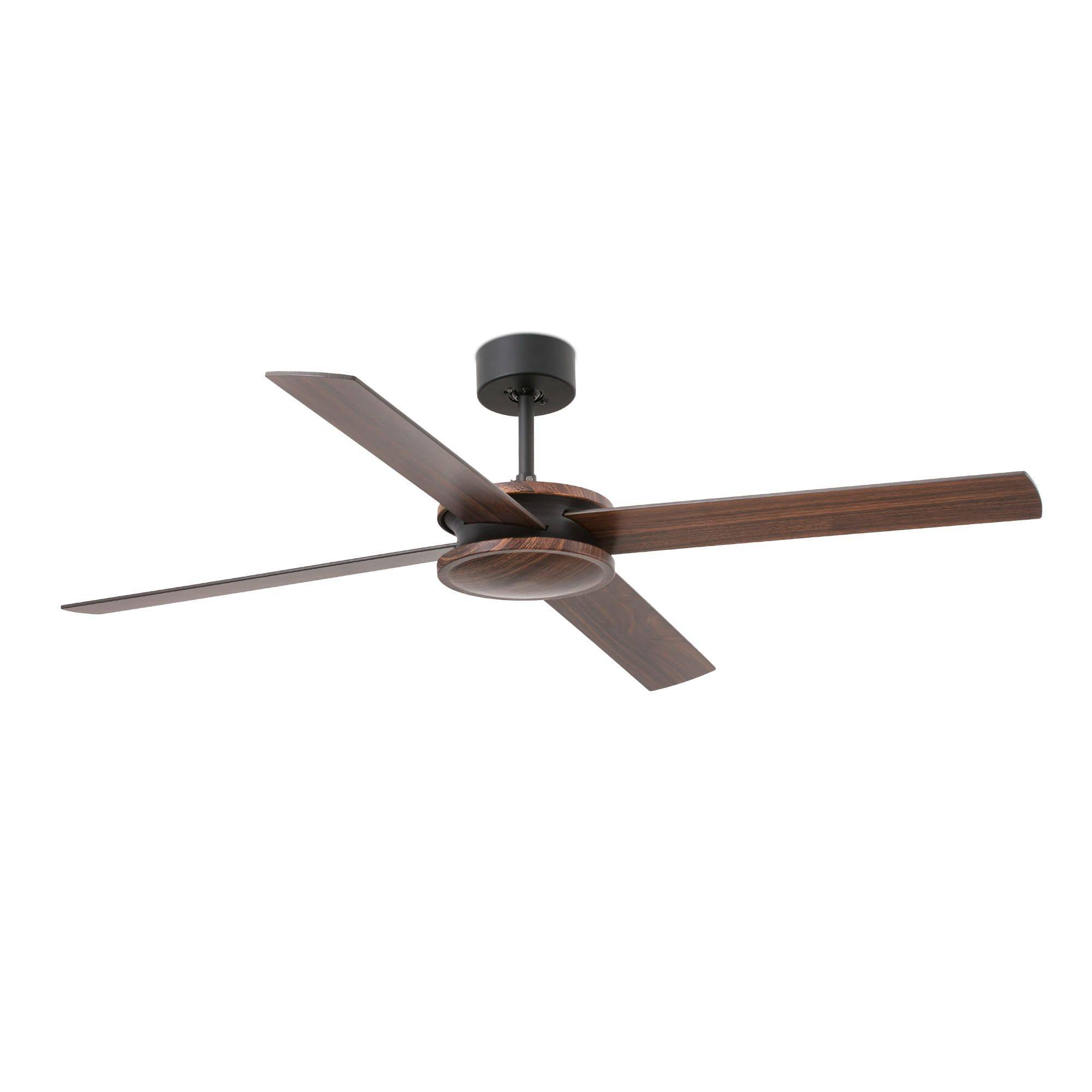 Ventilateur plafond acier noirmarron pales bois moteur DC telecommande 6 vitesses - Image 2