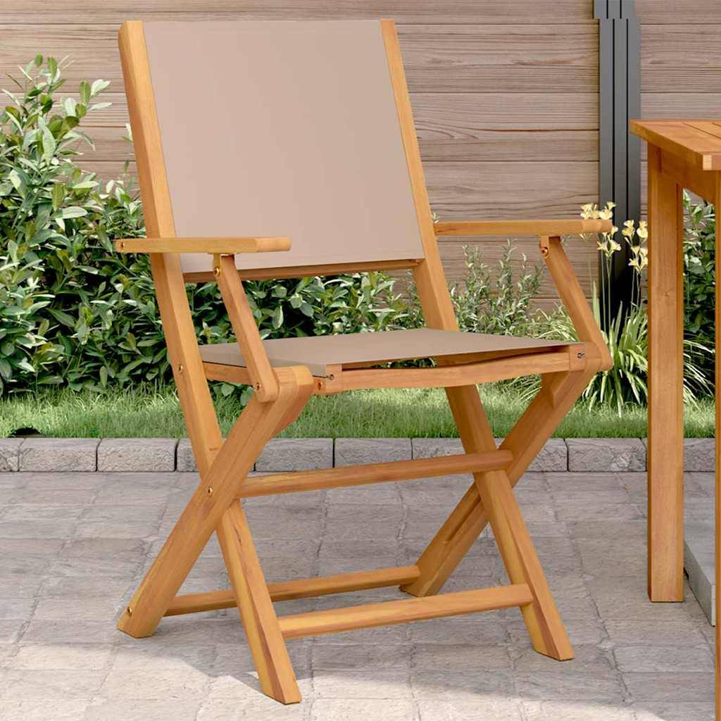 Chaises de jardin lot de 2 bois d'acacia et tissu taupe 54 x 57 x 91 cm - PANGIVO - Image 1