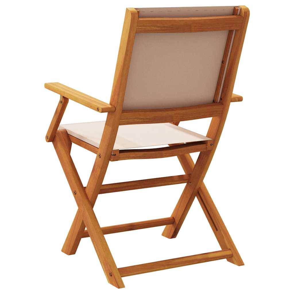 Chaises de jardin lot de 2 bois d'acacia et tissu taupe 54 x 57 x 91 cm - PANGIVO - Image 7