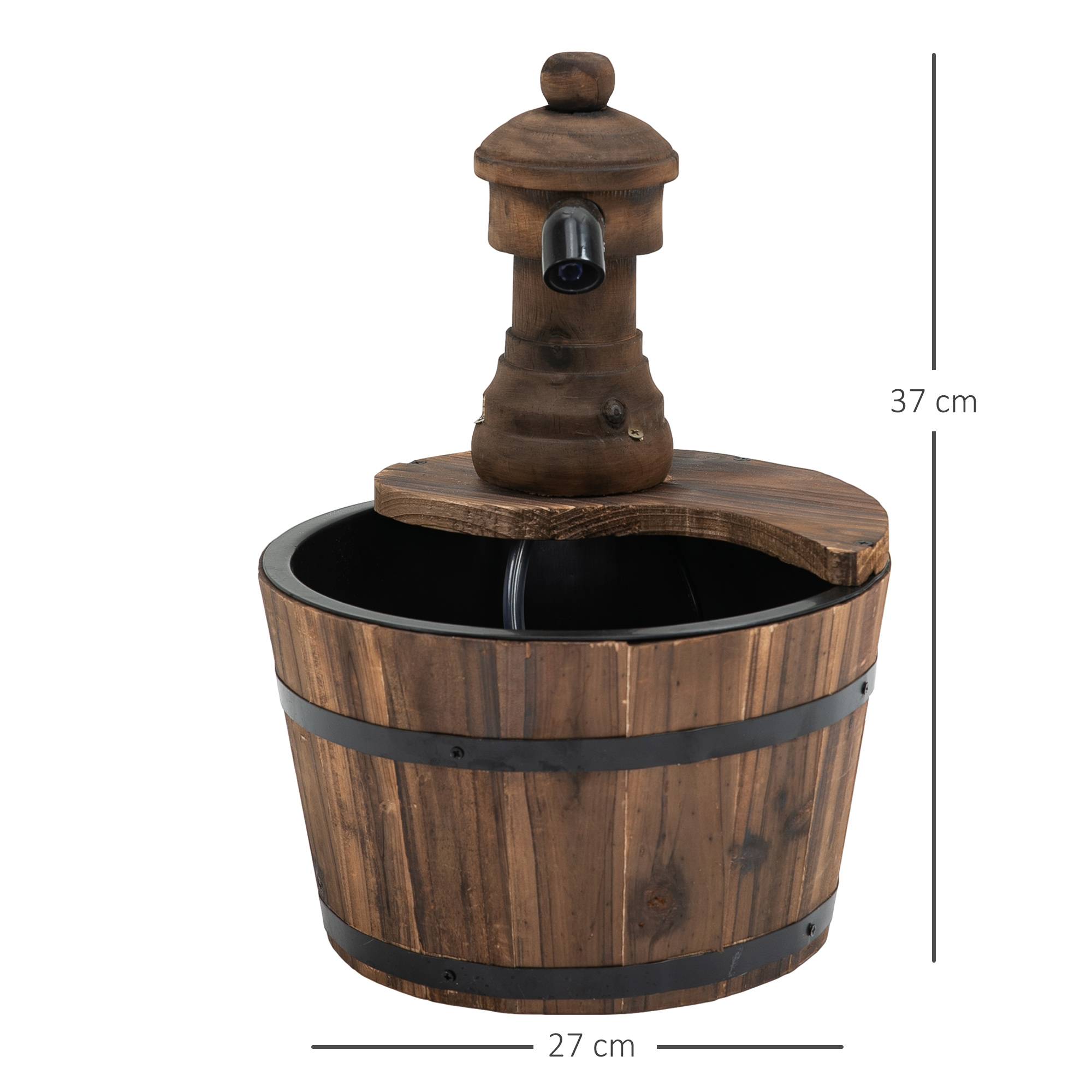 Fontaine de jardin bois sapin cascade pompe électrique débit réglable 27x37cm - ComfortXL Outdoor Living - Image 5