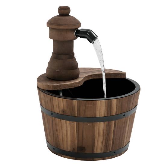 Fontaine de jardin bois sapin cascade pompe électrique débit réglable 27x37cm - ComfortXL Outdoor Living - Image 1