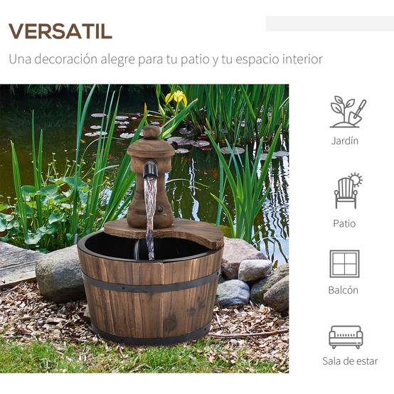 Fontaine de jardin bois sapin cascade pompe électrique débit réglable 27x37cm - ComfortXL Outdoor Living - Image 8