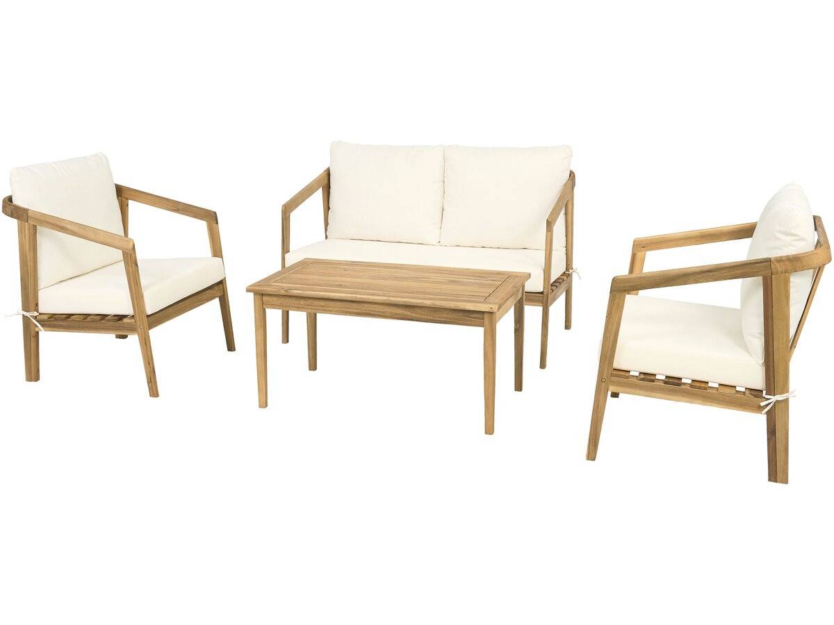 Habitat Et Jardin - Salon De Jardin En Bois D'acacia Avec Coussins "presley" - 4 Places - Beige -habitat Et Jardin - Image 4