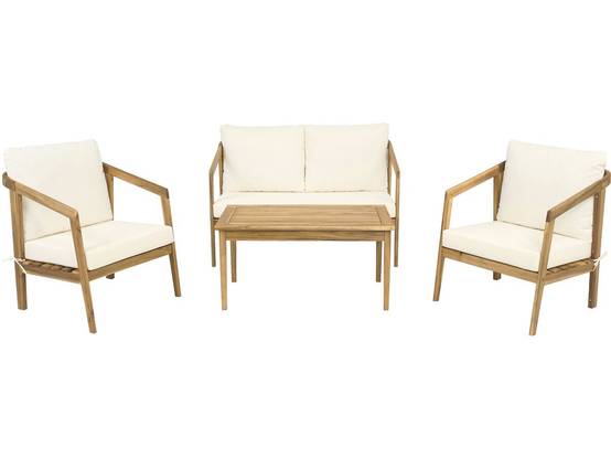 Habitat Et Jardin - Salon De Jardin En Bois D'acacia Avec Coussins "presley" - 4 Places - Beige -habitat Et Jardin - Image 1