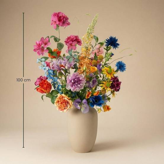 Bouquet de fleurs artificielles jardin d'été - 19 tiges - ↕100cm - Plante artificielle - Image 3