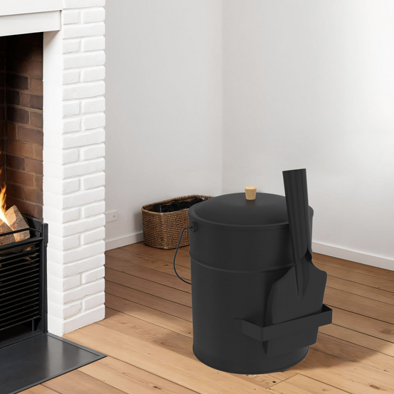 IDMARKET - Seau à cendres 15 L avec pelle et couvercle - Image 1