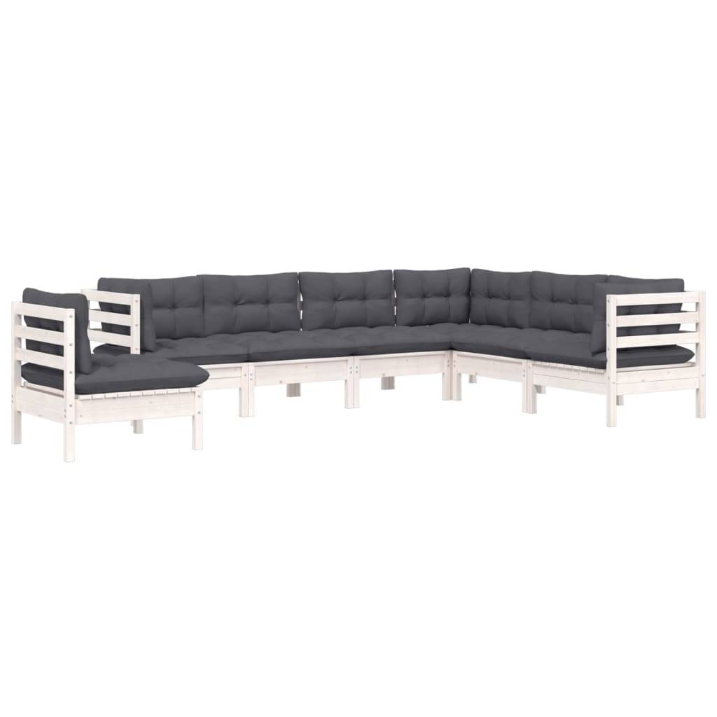 Prolenta Premium - Salon complet 7 places bois de pin et tissu (100 % polyester) blanc 63,5 x 63,5 x 62,5 cm - Prolen - Image 3