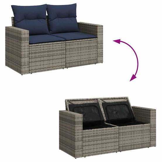 Salon de jardin XXL 10 places résine tressée avec rangement et coussins modulable pour extérieur Gris – ComfortXL Outdoor Living - Image 3