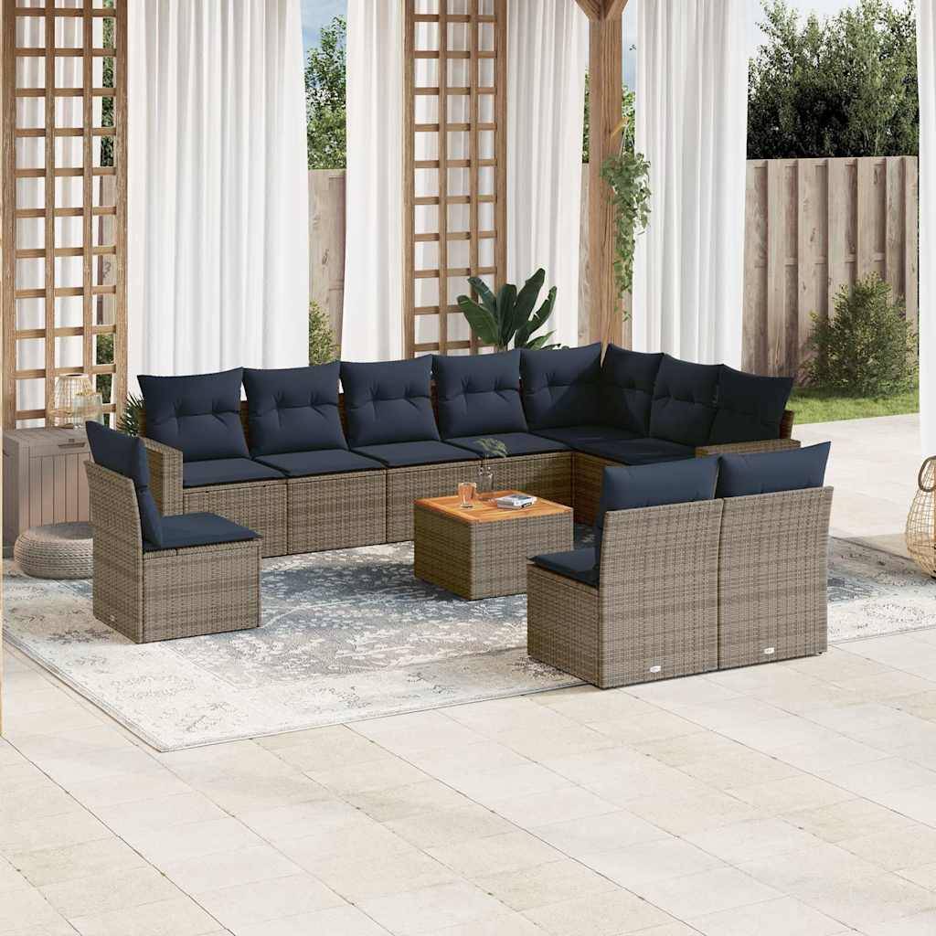 Salon de jardin XXL 10 places résine tressée avec rangement et coussins modulable pour extérieur Gris – ComfortXL Outdoor Living - Image 1