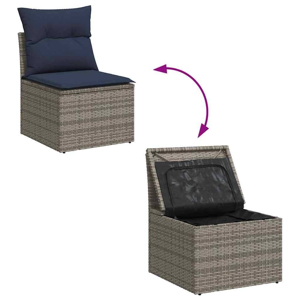 Salon de jardin XXL 10 places résine tressée avec rangement et coussins modulable pour extérieur Gris – ComfortXL Outdoor Living - Image 9
