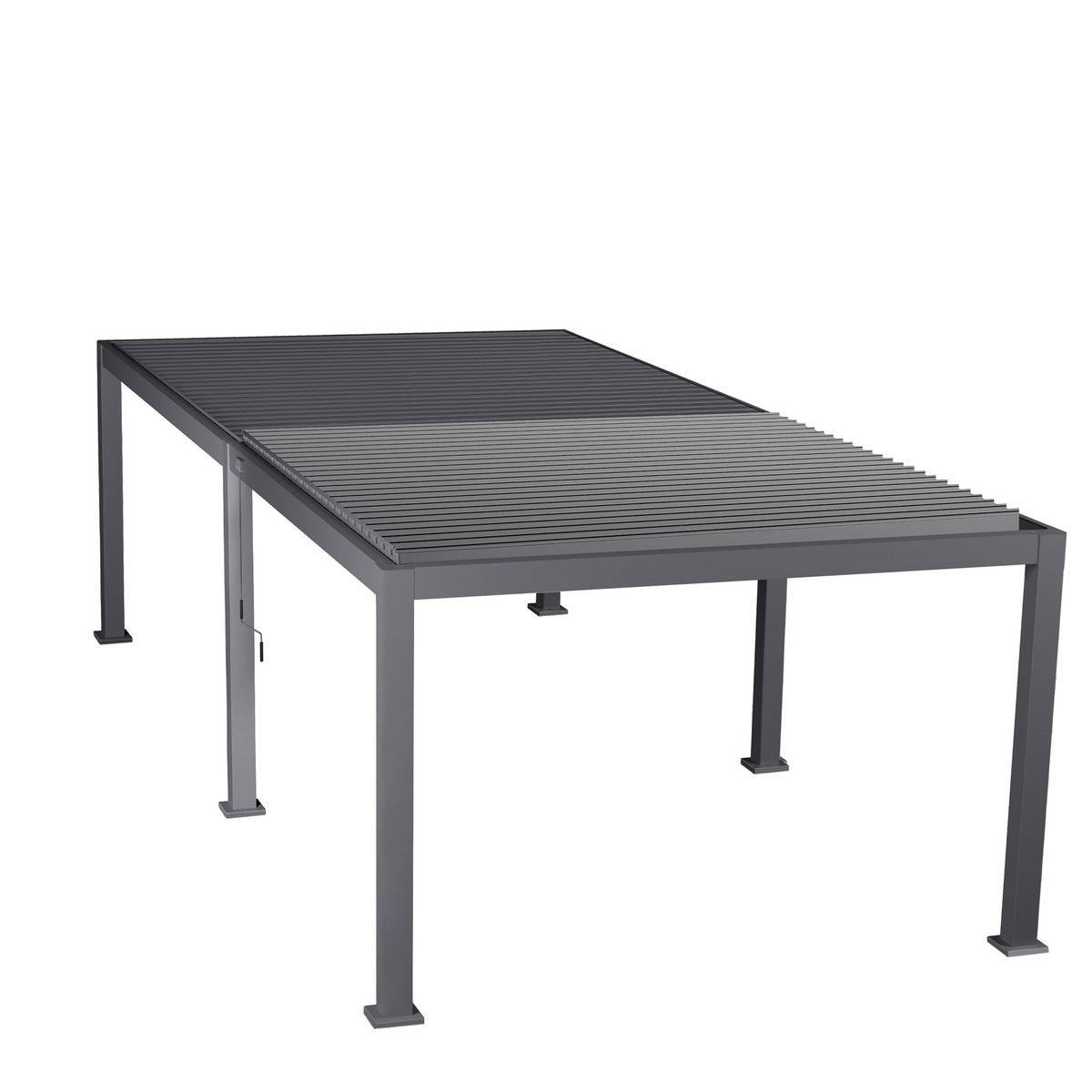 Hesperide - Pergola bioclimatique "Evora" grand modèle 6x3,6m en aluminium traité époxy Graphite - Hespéride - Image 3