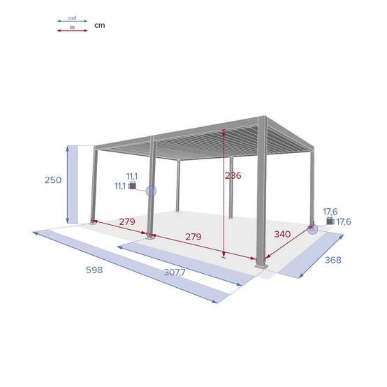 Hesperide - Pergola bioclimatique "Evora" grand modèle 6x3,6m en aluminium traité époxy Graphite - Hespéride - Image 4